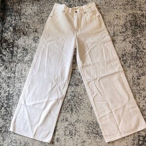 Madewell Cream Flare Wide-Leg Jeans